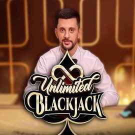 Unlimited Blackjack slot logo by Ezugi at Spinorhino Casino